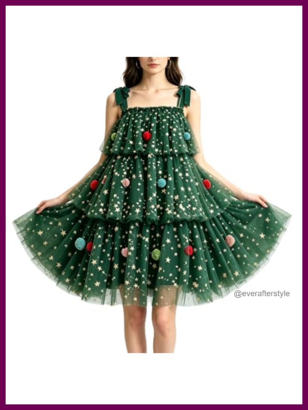 Women Christmas Tree Sequined Layered Tulle Tutu Dress Costume